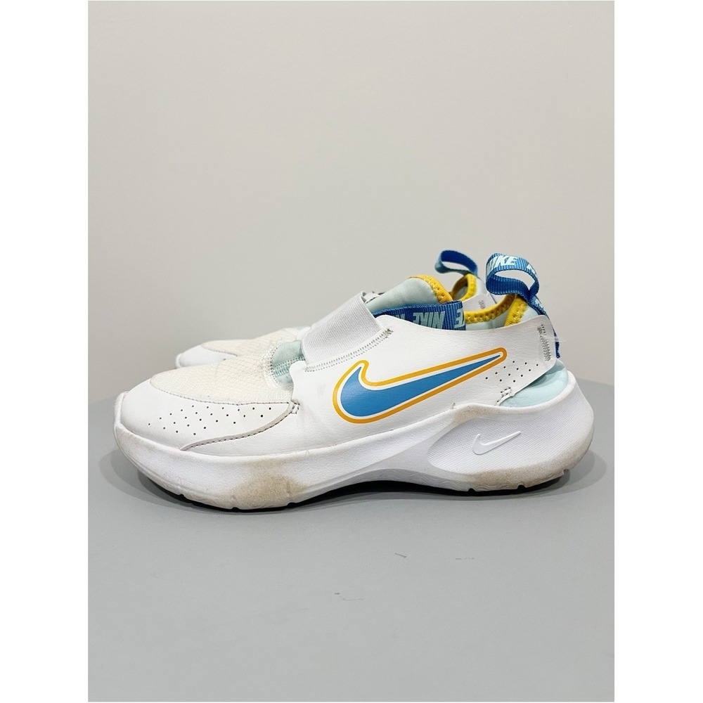 Nike Flex Runner 3 GS White Sundial Yellow University Blue Kids Sneakers 3.5Y
